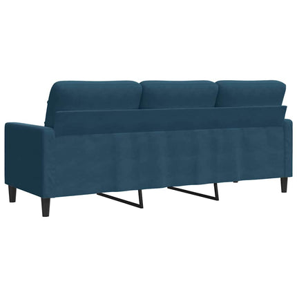 3-sitssoffa blå 180 cm sammet