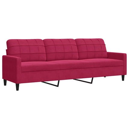 3-sitssoffa vinröd 210 cm sammet