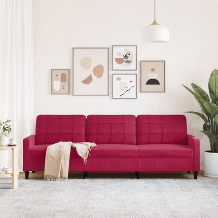 3-sitssoffa vinröd 210 cm sammet