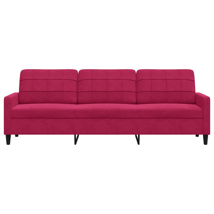 3-sitssoffa vinröd 210 cm sammet