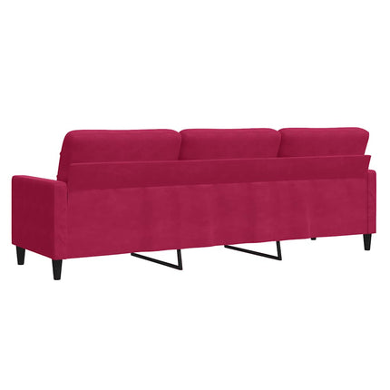3-sitssoffa vinröd 210 cm sammet