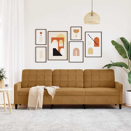 3-sitssoffa brun 210 cm sammet