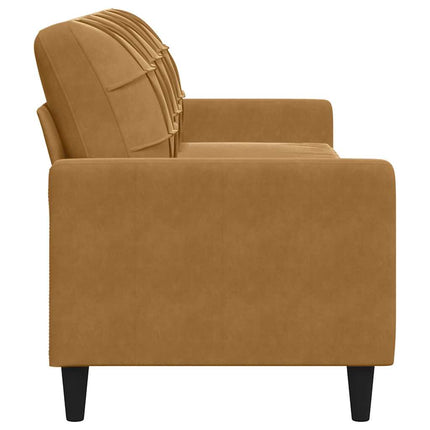 3-sitssoffa brun 210 cm sammet