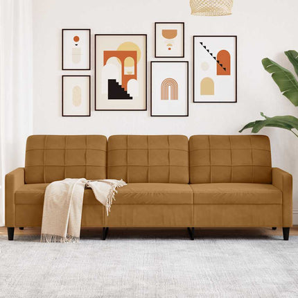 3-sitssoffa brun 210 cm sammet