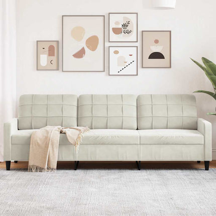3-sitssoffa gräddvit 210 cm sammet