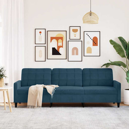 3-sitssoffa blå 210 cm sammet