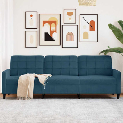 3-sitssoffa blå 210 cm sammet
