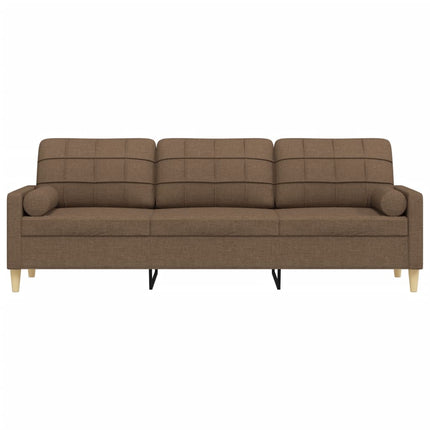 3-sitssoffa med prydnadskuddar brun 210 cm tyg
