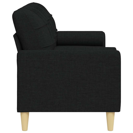 3-sitssoffa med prydnadskuddar svart 210 cm tyg