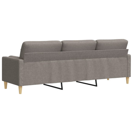 3-sitssoffa med prydnadskuddar taupe 210 cm tyg