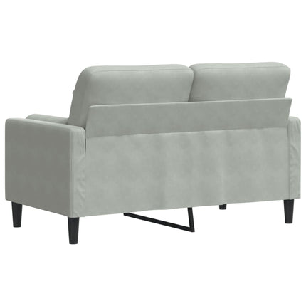 2-sitssoffa med prydnadskuddar ljusgrå 120 cm sammet