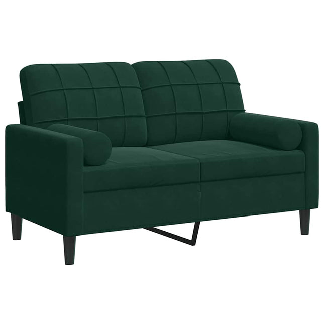 2-sitssoffa med prydnadskuddar mörkgrön 120 cm sammet