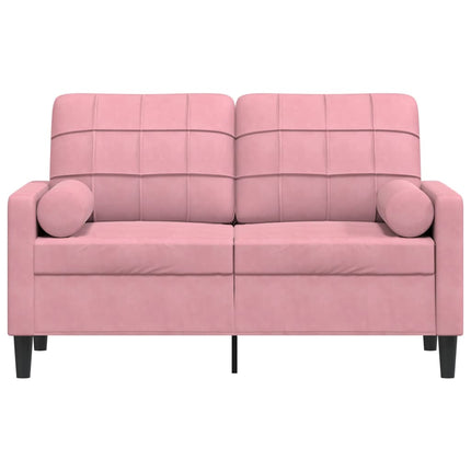 2-sitssoffa med prydnadskuddar rosa 120 cm sammet
