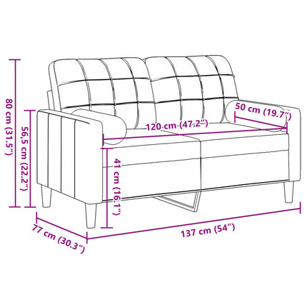 2-sitssoffa med prydnadskuddar rosa 120 cm sammet