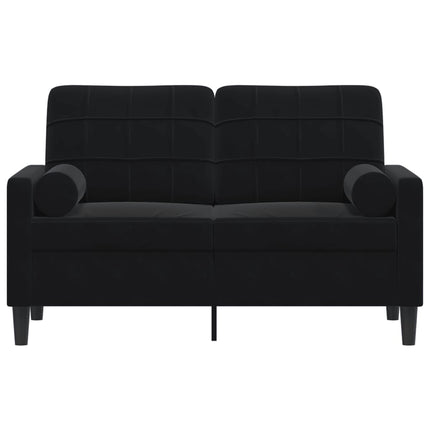 2-sitssoffa med prydnadskuddar svart 120 cm sammet