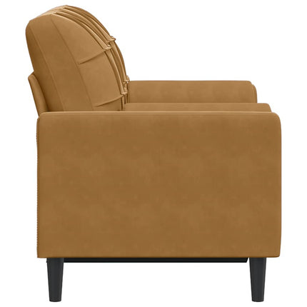 2-sitssoffa med prydnadskuddar brun 120 cm sammet