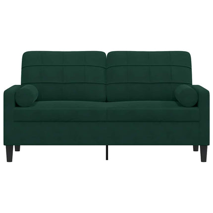 2-sitssoffa med prydnadskuddar mörkgrön 140 cm sammet