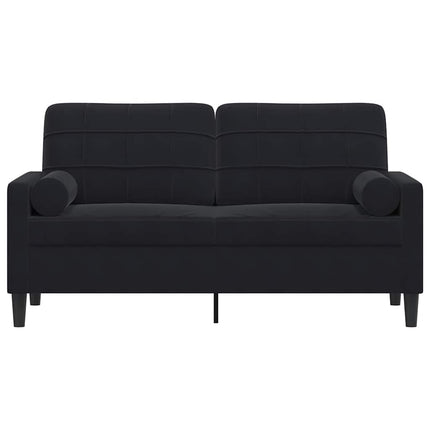 2-sitssoffa med prydnadskuddar svart 140 cm sammet