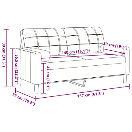 2-sitssoffa med prydnadskuddar svart 140 cm sammet