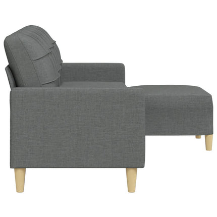 3-sitssoffa med fotpall mörkgrå 210 cm tyg