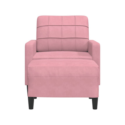 Fåtölj med fotpall rosa 60 cm sammet