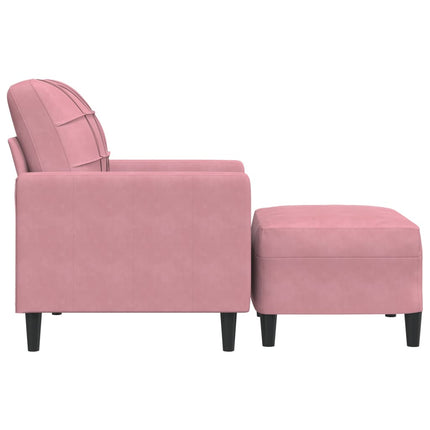Fåtölj med fotpall rosa 60 cm sammet