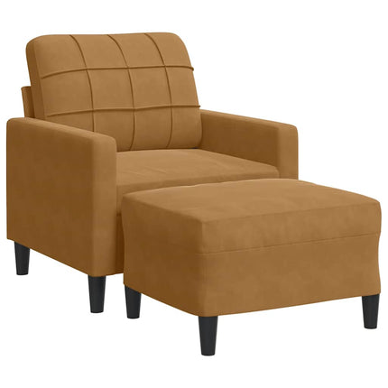 Fåtölj med fotpall Brun 60 cm sammet