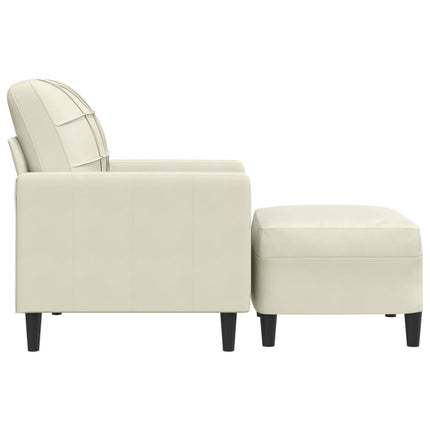 Fåtölj Med Fotpall Gräddvit 60 Cm Sammet