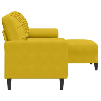 3-sitssoffa med fotpall gul 180 cm sammet