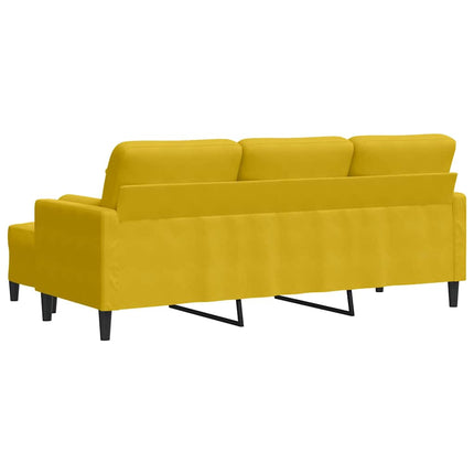3-sitssoffa med fotpall gul 180 cm sammet