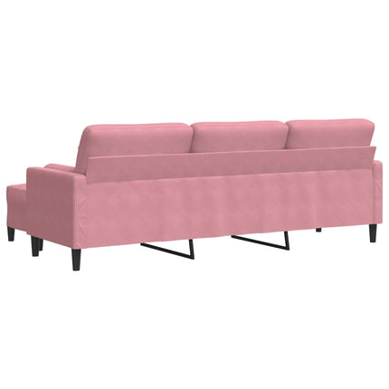 3-sitssoffa med fotpall rosa 210 cm sammet