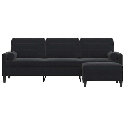 3-sitssoffa med fotpall Svart 210 cm sammet