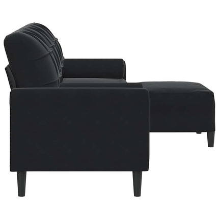 3-sitssoffa med fotpall Svart 210 cm sammet
