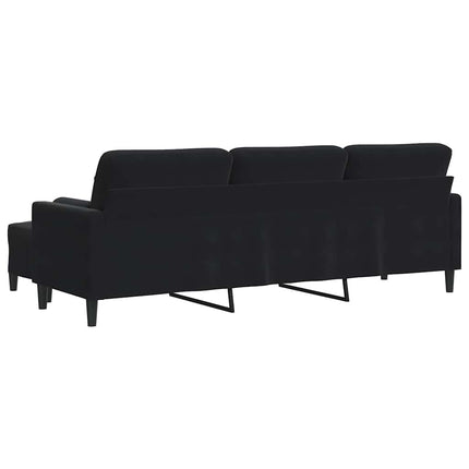 3-sitssoffa med fotpall Svart 210 cm sammet