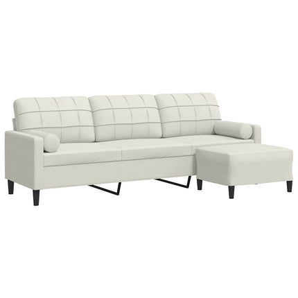 3-sitssoffa med fotpall gräddvit 210 cm sammet