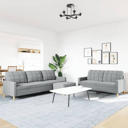 Soffgrupp med fotpall 3 delar Ljusgrå tyg