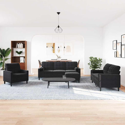 Soffgrupp med dynor och bolster 4 delar svart sammet