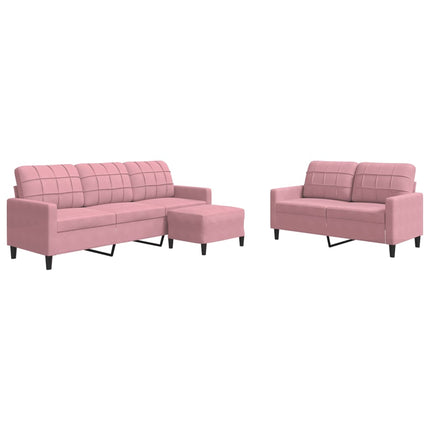Soffgrupp med dynor 3 delar rosa sammet