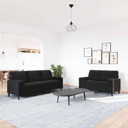 Soffgrupp med dynor och bolster 2 delar svart sammet