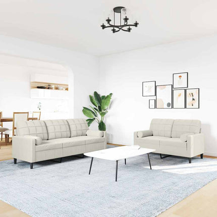 Soffgrupp med dynor och bolster 2 delar gräddvit sammet