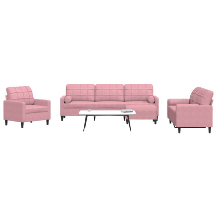 Soffgrupp med dynor och bolster 4 delar rosa sammet