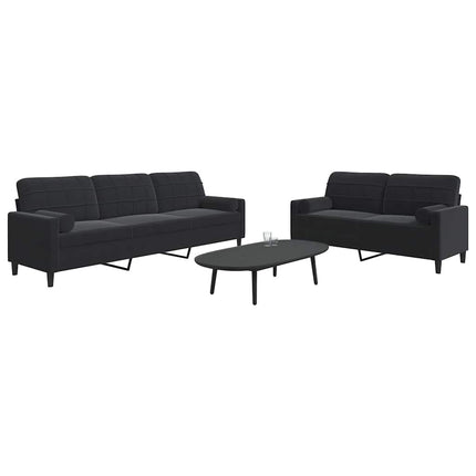 Soffgrupp med dynor och bolster 2 delar svart sammet