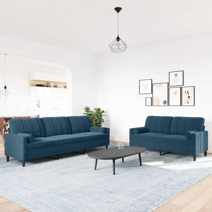 Soffgrupp med dynor och bolster 2 delar blå sammet