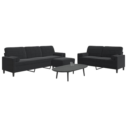 Soffgrupp med dynor och bolster 3 delar svart sammet