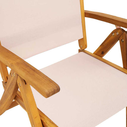 Matgrupp för trädgården 7 delar massivt akaciaträ och textilen