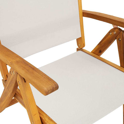 Matgrupp för trädgården 7 delar massivt akaciaträ och textilen