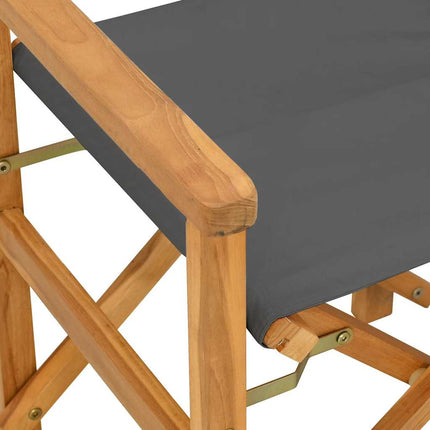 Regissörsstolar 2 st grå massiv teak