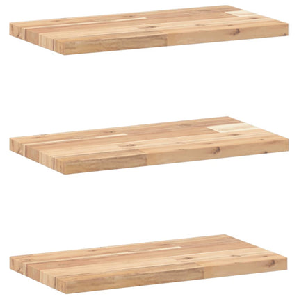Svävande hyllor 3 st 60x20x2 cm obehandlat massivt akaciaträ