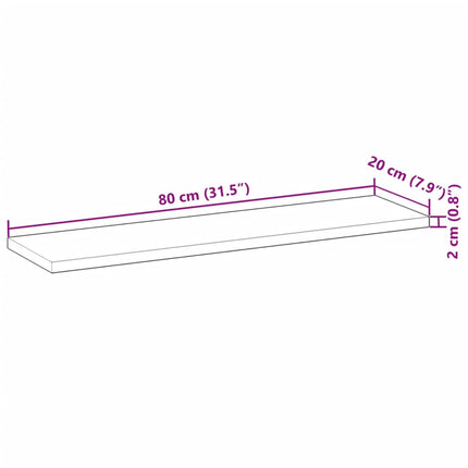Svävande hylla 80x20x2 cm obehandlat massivt akaciaträ
