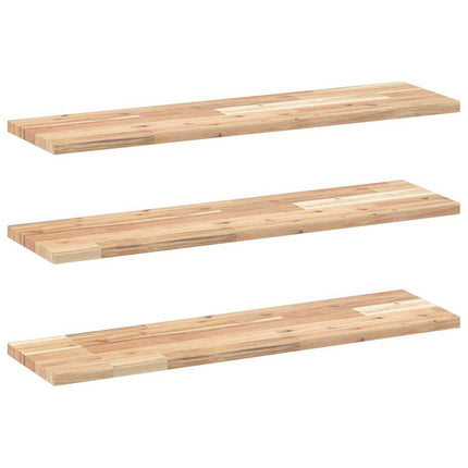 Svävande hyllor 3 st 80x20x2 cm obehandlat massivt akaciaträ